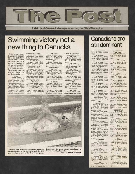 83.Jul.22 - Burlington · Post, Swimming Victory Not A New Thing to Canucks (BYAC swimming)